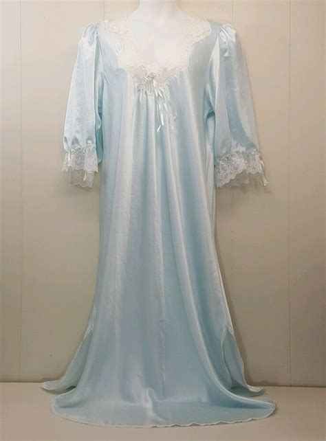 Vintage 70s Christian Dior Peignoir Robe and Gown Set in Blue.